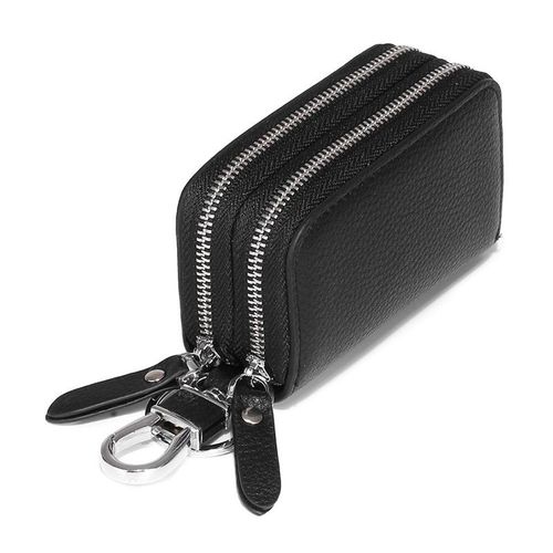 SOUTH GOOSE-Porte-clés en cuir véritable pour hommes et femmes,sac unisexe,porte-clés de voiture,étui porte-clés à double fermeture éclair,gardien intelligent 007