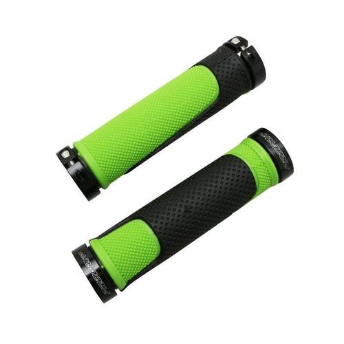 Poignee Vtt Progrip 997 Double Densite Open End Avec Lock On Noir-Vert 130mm (Livre Avec Embouts) (Paire)