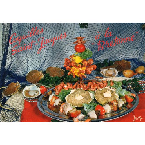 Carte Postale Theme Recettes De Cuisines - Gastronomie- Coquilles Saint Jacques A La Bretonne - Non Ecrite - Editions Jean - Cachet Du Site De La Pointe Du Raz - 29 Finistere