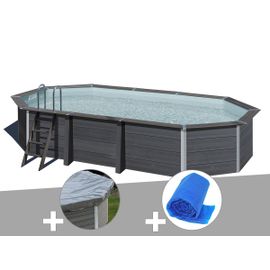 Kit piscine composite Gré Avant-Garde ovale 6,64 x 3,86 x 1,24 m + Bâche hiver + Bâche à bulles