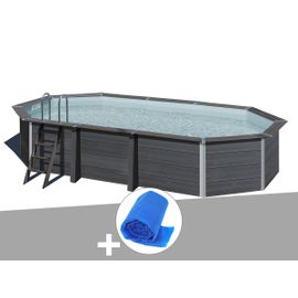 Kit piscine composite Gré Avant-Garde ovale 6,64 x 3,86 x 1,24 m + Bâche à bulles