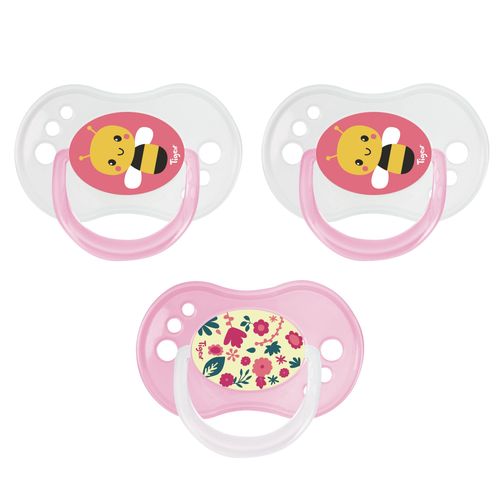 Lot De 3 Sucettes Jour / Nuit Silicone 18-36m Fille - Tigex