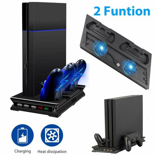 Support Vertical Pour Ps4 Pro Ps4 + Station De Chargement Pour Contrôleur De Ventilateur De Refroidissement