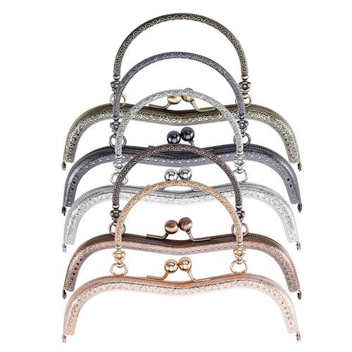 Cadre de poignée de sac à main en métal, fermoir de verrouillage, arc de poignée pour sac à main de bricolage, fournitures artisanales à la mode, 5 pièces