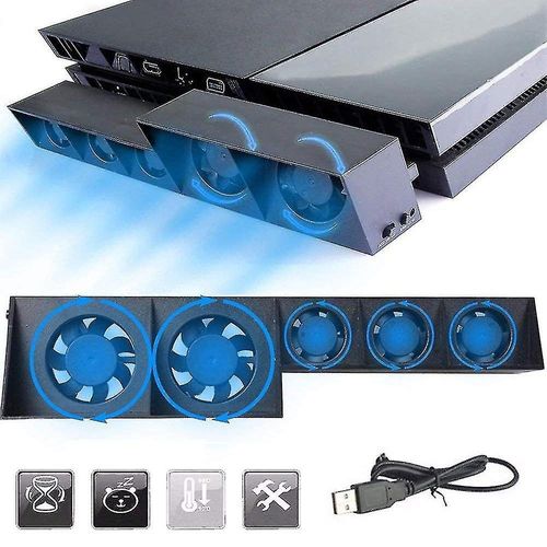 Refroidisseur Externe Usb Ps4 - Ventilateur De Refroidissement À Contrôle De Température Turbo À 5 Ventilateurs