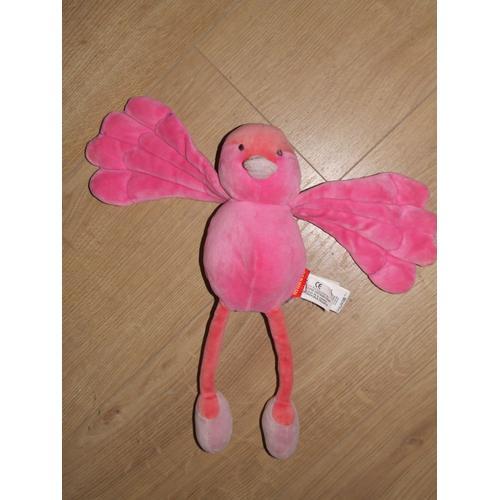 Oiseau Marese Rose Doudou Peluche 33 Cm