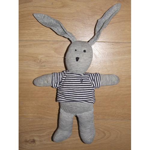 Lapin Petit Bateau Gris Pull Rayé Bleu Marine