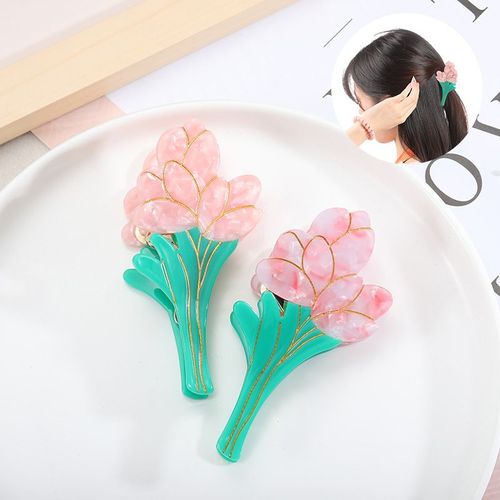 Pince À Cheveux En Acétate De Tulipe, Pince À Cheveux, Fleur Douce De Tempérament, Queue De Cheval, Barrette Colorée, Crabe, Tulipe, Accessoires Pour Cheveux 