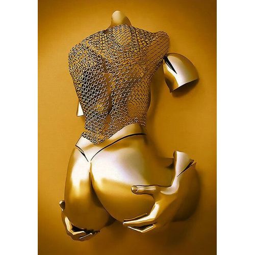 Peinture sur toile HD,série de sculptures romantiques de luxe en métal doré,images murales imprimées,décoration de la maison