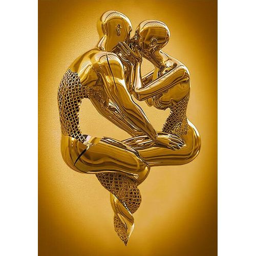 Peinture sur toile HD,série de sculptures romantiques de luxe en métal doré,images murales imprimées,décoration de la maison