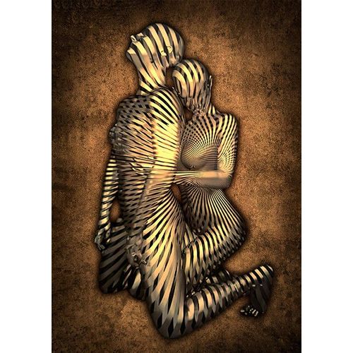 Peinture sur toile HD,série de sculptures romantiques de luxe en métal doré,images murales imprimées,décoration de la maison