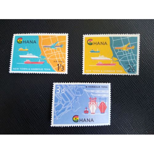 Timbre Ghana Yt 102 Et Pa 7 /8 Séries: Ouverture Du Port De Tema, Dans Le Cadre Du Projet Volta River 1962 ( 040506 )
