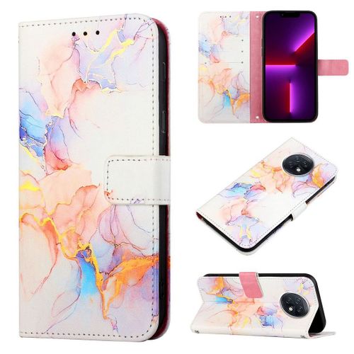 Saturcase Coque Pour Xiaomi Redmi Note 9t, Beau Marbre Pu Cuir Magnétique Flip Portefeuille Support Porte-Carte Protecteur Housse Étui Avec Dragonne Pour Xiaomi Redmi Note 9t (Ys-1)