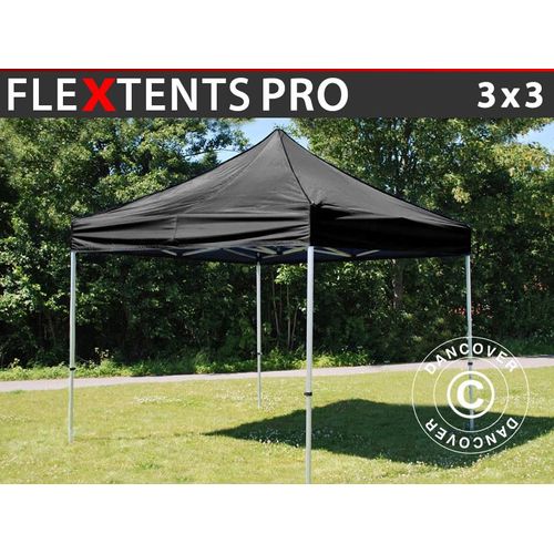 Tente Pliante Chapiteau Pliable Tonnelle Pliante Barnum Pliant Flextents Pro 3x3m Noir