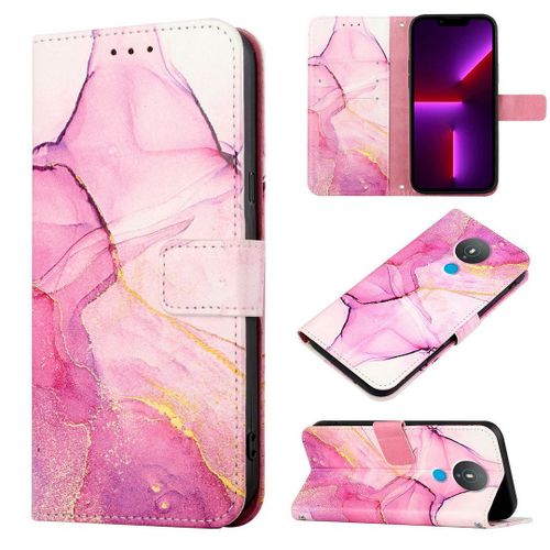 Saturcase Coque Pour Nokia 1.4, Beau Marbre Pu Cuir Magnétique Flip Portefeuille Support Porte-Carte Protecteur Housse Étui Avec Dragonne Pour Nokia 1.4 (Ys-2)