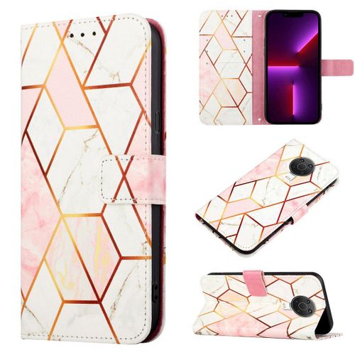 Saturcase Coque Pour Nokia 6.3 / Nokia G10 G20, Beau Marbre Pu Cuir Magnétique Flip Portefeuille Support Porte-Carte Protecteur Housse Étui Avec Dragonne Pour Nokia 6.3 / Nokia G10 G20 (Ys-5)