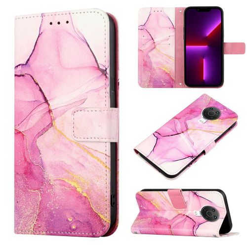 Saturcase Coque Pour Nokia 6.3 / Nokia G10 G20, Beau Marbre Pu Cuir Magnétique Flip Portefeuille Support Porte-Carte Protecteur Housse Étui Avec Dragonne Pour Nokia 6.3 / Nokia G10 G20 (Ys-2)