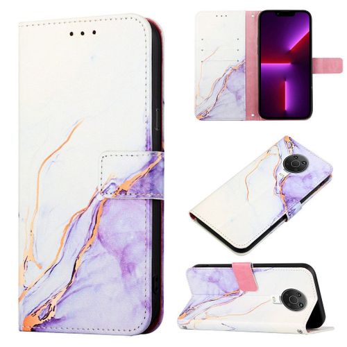Saturcase Coque Pour Nokia 6.3 / Nokia G10 G20, Beau Marbre Pu Cuir Magnétique Flip Portefeuille Support Porte-Carte Protecteur Housse Étui Avec Dragonne Pour Nokia 6.3 / Nokia G10 G20 (Ys-6)