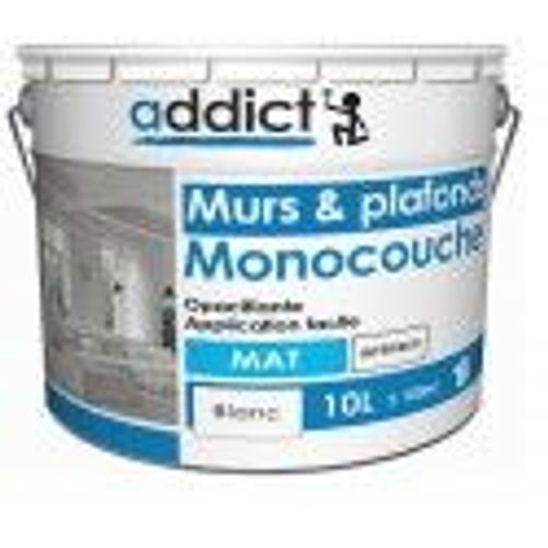 Peinture murs et plafonds grands travaux monocouche opacifiante acrylique blanc mat 10L ADDICT