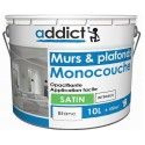 Peinture murs et plafonds grands travaux monocouche opacifiante acrylique blanc satin 10L ADDICT