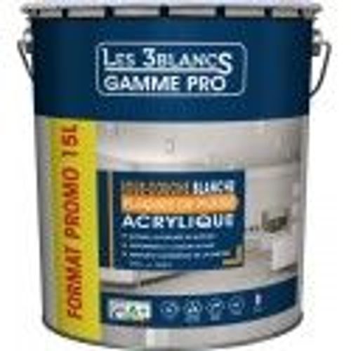 Peinture sous couche universelle opacifiante murs et plafonds grands travaux chantier acrylique blanc mat 15L LES 3 BLANCS