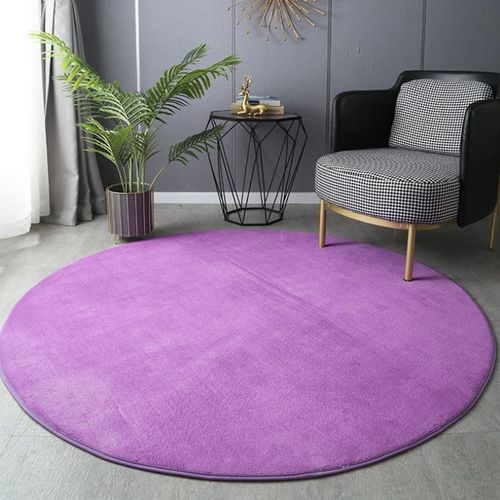 Tapis Rond En Velours Gris Pour La Maison,Tapis De Jeu Pour Enfants,Polymère De Pied Court En Peluche,Salon,Table Basse,Sol - Type Purple-Diam200(78.7inch)