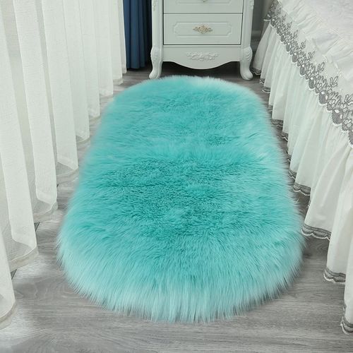 Tapis De Sol En Fausse Fourrure,Moquette Ovale Et Pelucheux Pour Salon,Chambre À Coucher,Décoration De Maison,Blanc - Type Oval-15-60x90cm 23x35inch