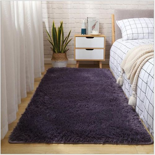 Optique-Tapis Moelleux Pour Salon,Tapis De Sol En Peluche Chaud,Tapis De Jeu Soyeux,Tapis En Fourrure Grise,Décor De Chevet,Chambre D'enfant - Type Gray Purple-60x160cm(23.6x63in)
