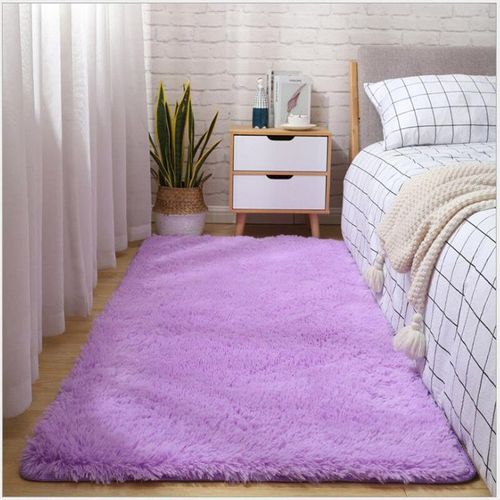 Optique-Tapis Moelleux Pour Salon,Tapis De Sol En Peluche Chaud,Tapis De Jeu Soyeux,Tapis En Fourrure Grise,Décor De Chevet,Chambre D'enfant - Type Light Purple-100x160cm(39x63in)