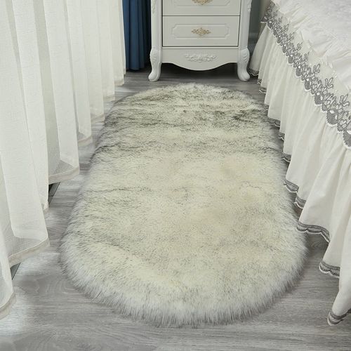 Tapis De Sol En Fausse Fourrure,Moquette Ovale Et Pelucheux Pour Salon,Chambre À Coucher,Décoration De Maison,Blanc - Type Oval-9-50x120cm 19x47inch