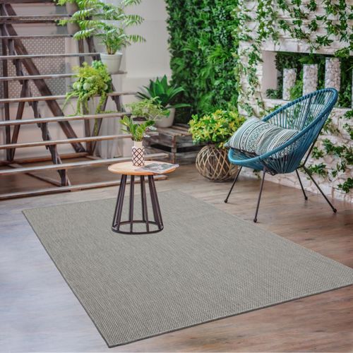 Tapis Extérieur 160x220 Tissé Kilim Gris Gegia