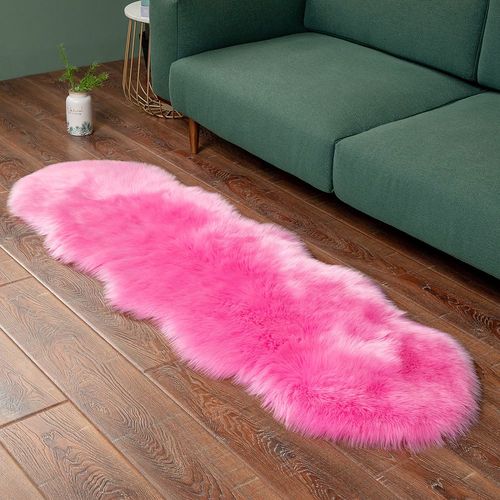 Tapis Moelleux Doux En Fausse Fourrure,Pour Fauteuils Modernes,Décoration Pour Salon,Coiffeuse,Tatami,Chambre À Coucher,Longs Cheveux - Type 2757-Dark Pink-2.0p Shape 70x200cm