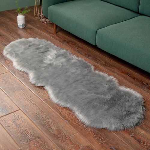 Tapis Moelleux Doux En Fausse Fourrure,Pour Fauteuils Modernes,Décoration Pour Salon,Coiffeuse,Tatami,Chambre À Coucher,Longs Cheveux - Type 2757-Grey-2.0p Shape 80x220cm