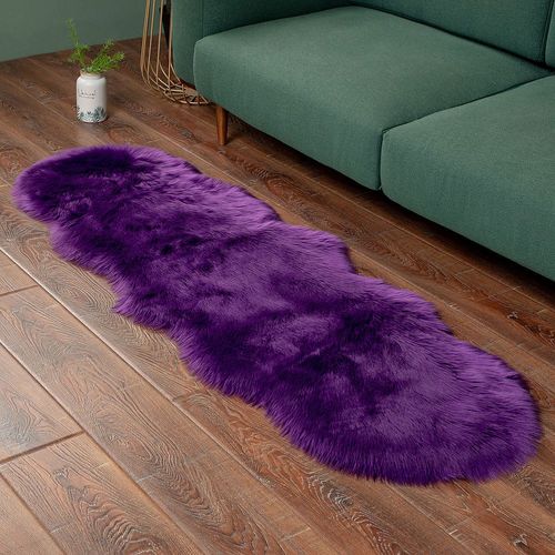 Tapis Moelleux Doux En Fausse Fourrure,Pour Fauteuils Modernes,Décoration Pour Salon,Coiffeuse,Tatami,Chambre À Coucher,Longs Cheveux - Type 2757-Purple-2.0p Shape 70x180cm