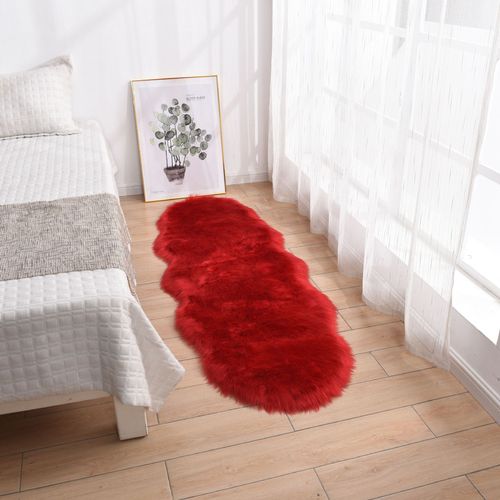 Tapis Moelleux Doux En Fausse Fourrure,Pour Fauteuils Modernes,Décoration Pour Salon,Coiffeuse,Tatami,Chambre À Coucher,Longs Cheveux - Type 2757-Red-1.0p Shape 65x102cm