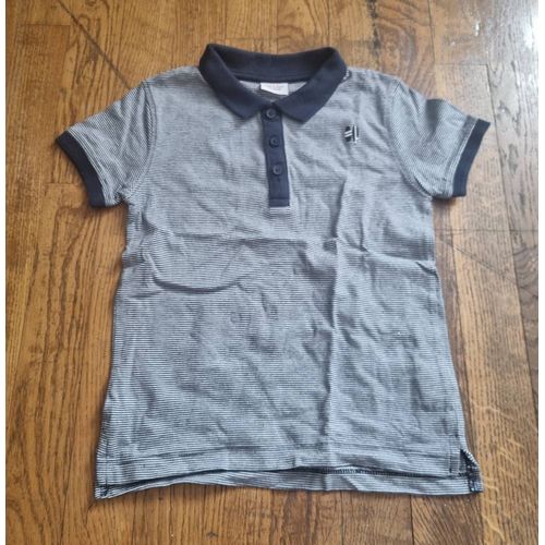 Polo Tape À L'?Il Garçon Bleu Marne Et Blanc À Rayure Taille 5ans