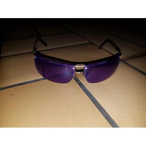 Lunettes De Soleil Violettes Pour Femme-Vintage Rétro Des Années 90 De Couleur Métal Argenté Festival Rave