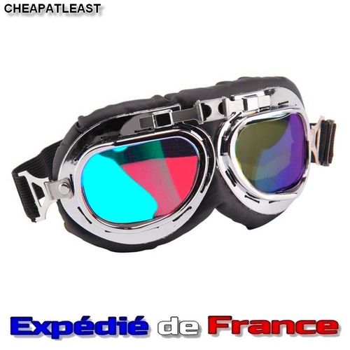 Lunettes Moto Rétro / Vintage Style Pilote, Aviateur, Cosplay, Harley, Biker... Verres Fumés