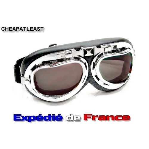 Lunettes Moto Rétro / Vintage Style Pilote, Aviateur, Cosplay, Harley, Biker... Verres Fumés