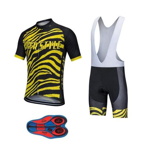 Tiger Style Maillot Spécial De Cyclisme Homme Manches Courte Été + Cuissard À Cycliste Gel Veélo Tenue D Vtt Full Set