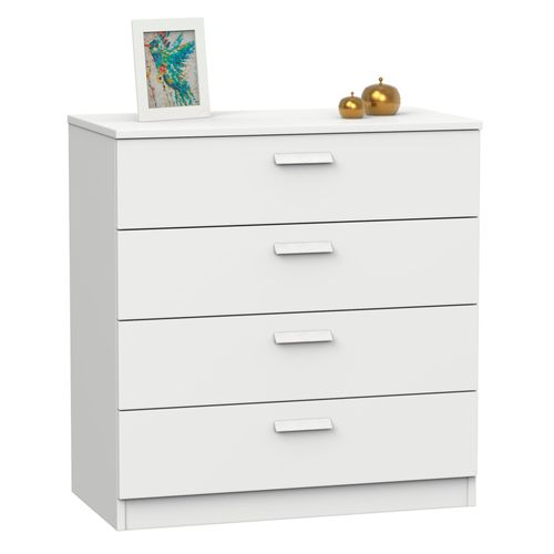 Commode Chambre, Chiffonnier Meuble De Rangement Avec 4 Tiroirs, 78x74x40 Cm, , Blanc, Briebe, Nova