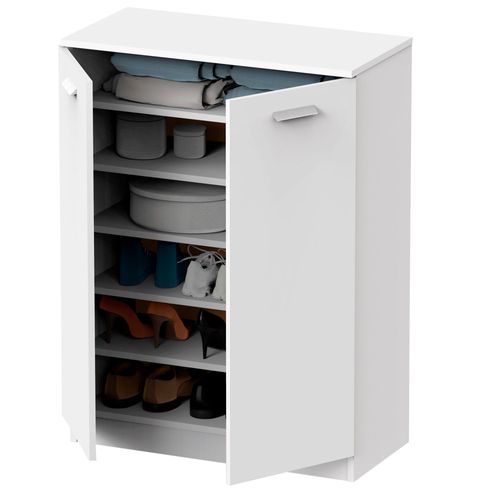Armoire Chambre Rangement, Meuble À Chaussures, Portes Coulissantes 101x74x36cm, , Blanc, Briebe, Nova