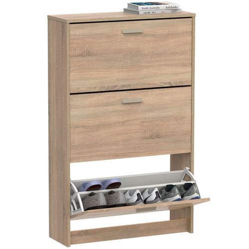 Briebe Meuble À Chaussures Entrée, Meuble Rangement En Bois 3 Portes 119,5x74x25, , Bois, Briebe, Nova
