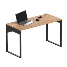 Bureau, Table Informatique Bureau, Pieds En Métal 76x135x60cm, Usb Intégré, , Bois, Briebe, Smuk
