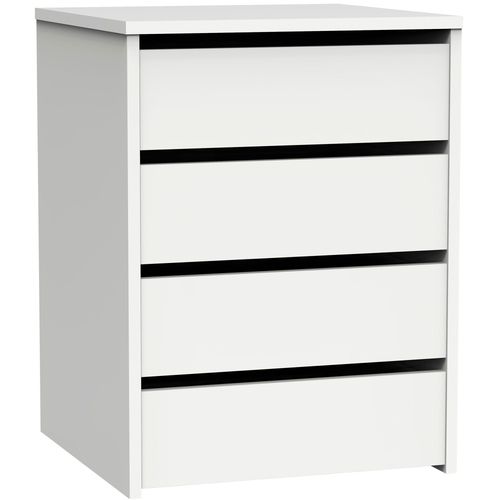 Commode Chambre, Table De Chevet, Chiffonnier 4 Tiroirs, 63,5x46x45 Cm, , Blanc, Briebe, Clarity