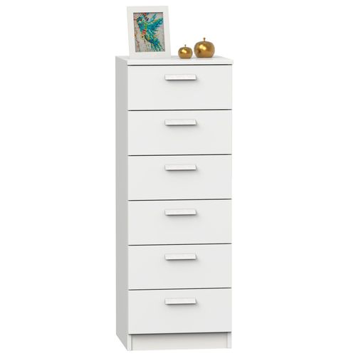 Commode Chambre, Chiffonnier Meuble De Rangement Avec 6 Tiroirs, 110x40x40 Cm, , Blanc, Briebe, Nova