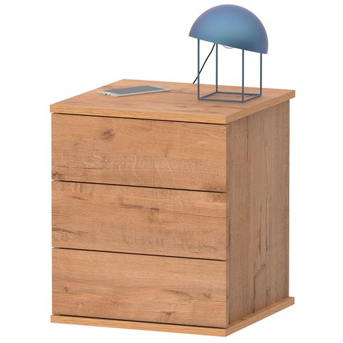 Table De Chevet 3 Tiroirs, Table De Lit 48,5x41x40cm (Haute X Large X Profond), , Bois, Briebe, Serenade