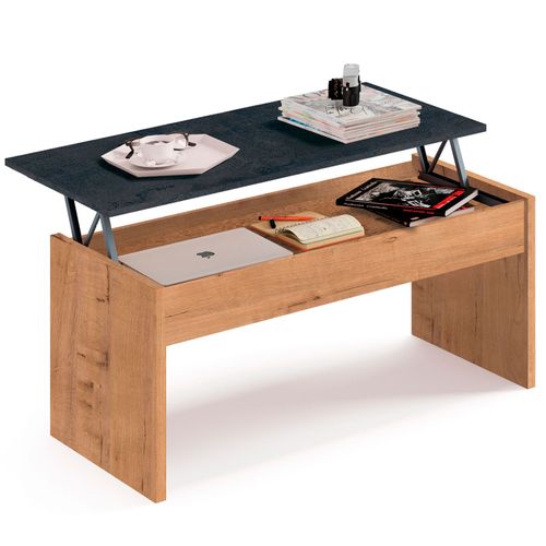 Table Basse Salon Relevable, Petite Table En Bois Pour Canapé, 47/58x100x50cm, , Bois, Briebe, Opal