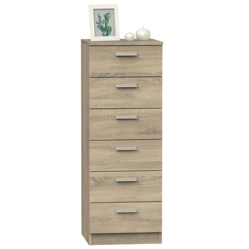 Commode Chambre, Chiffonnier Meuble De Rangement Avec 6 Tiroirs, 110x40x40 Cm, , Bois, Briebe, Nova