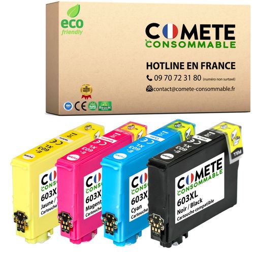COMETE - 603XL - 4 Cartouches d'encre Compatibles Epson 603 XL Etoile de Mer - pour Cartouche epson XP 2100 XP 2105 (1 Noir 1 Cyan 1 Magenta 1 Jaune) - COMETE CONSOMMABLE